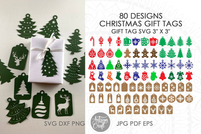Christmas gift tag SVG bundle, Christmas paper project, laser cut files SVG Artisan Craft SVG 