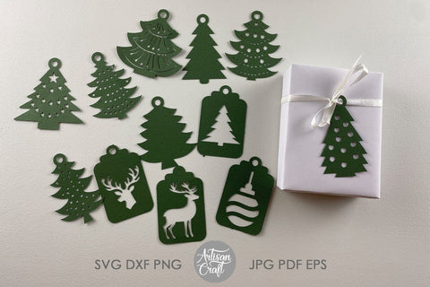 Christmas gift tag SVG bundle, Christmas paper project, laser cut files SVG Artisan Craft SVG 