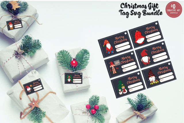 Christmas Gift Tag Svg Bundle - Gnome Gift Labels SVG jacpot007 