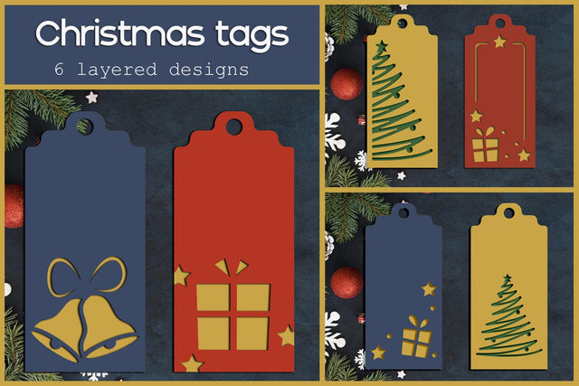 Christmas gift tag svg, Layered papercut ornament SVG AnastasiyaArtDesign 