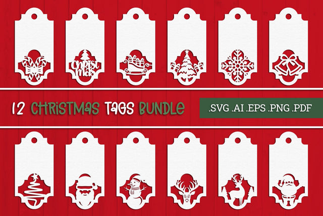 Christmas Gift Tags BUNDLE - Paper Cut SVG SVG Slim Studio 