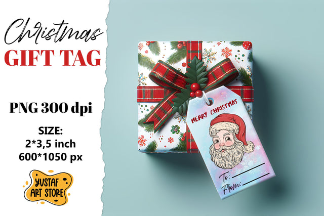 Christmas Gift Tags. Christmas labels retro mascot design Sublimation Yustaf Art Store 