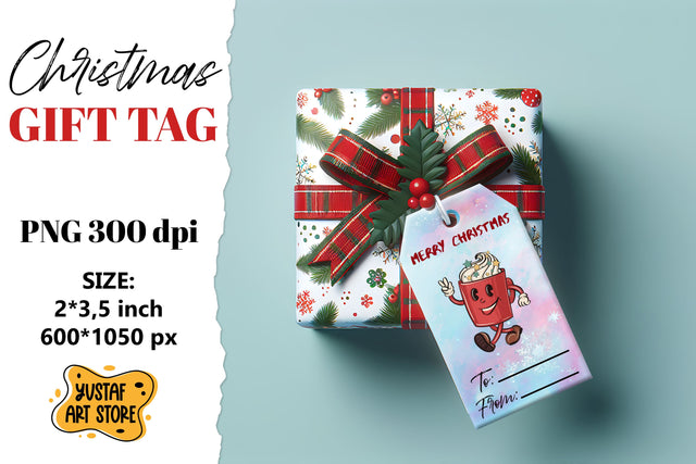 Christmas Gift Tags. Christmas labels retro mascot design Sublimation Yustaf Art Store 