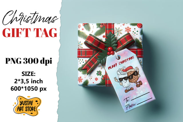 Christmas Gift Tags. Christmas labels retro mascot design Sublimation Yustaf Art Store 