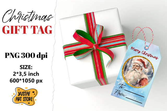 Christmas Gift Tags. Christmas labels Santa Claus design Sublimation Yustaf Art Store 