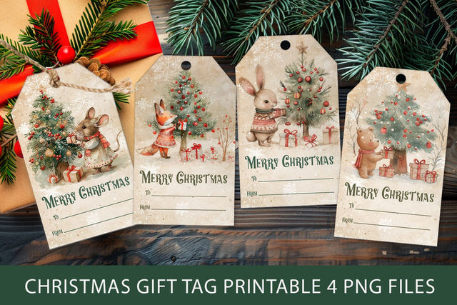 Christmas Gift Tags, Christmas labels, vintage gift tag Sublimation KMarinaDesign 