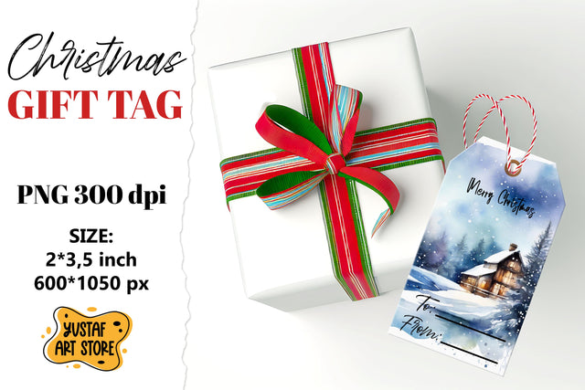 Christmas Gift Tags. Christmas labels watercolor design Sublimation Yustaf Art Store 