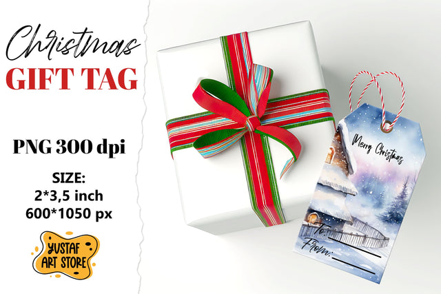 Christmas Gift Tags. Christmas labels watercolor design Sublimation Yustaf Art Store 