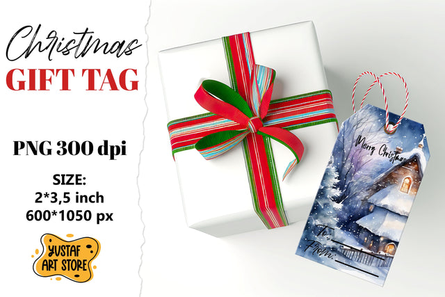 Christmas Gift Tags. Christmas labels watercolor design Sublimation Yustaf Art Store 