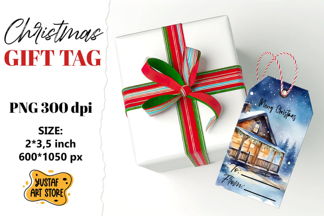 Christmas Gift Tags. Christmas labels watercolor design Sublimation Yustaf Art Store 