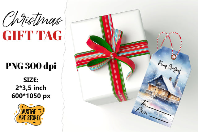 Christmas Gift Tags. Christmas labels watercolor design Sublimation Yustaf Art Store 