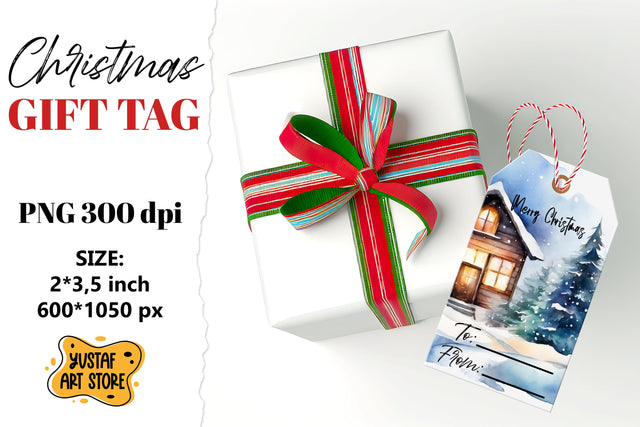 Christmas Gift Tags. Christmas labels watercolor design Sublimation Yustaf Art Store 