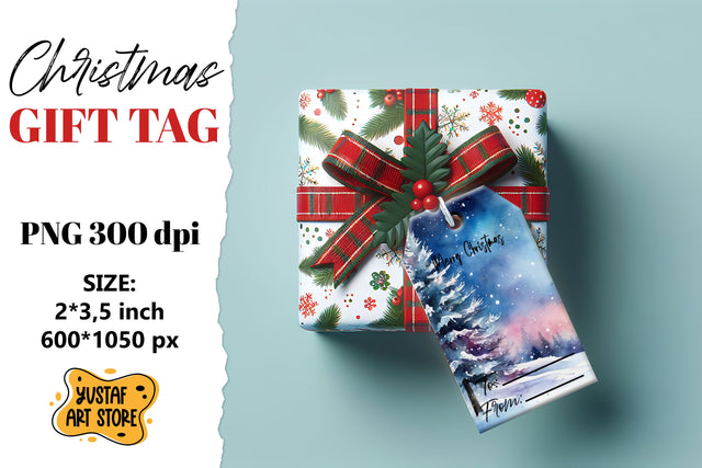 Christmas Gift Tags. Christmas labels watercolor design Sublimation Yustaf Art Store 