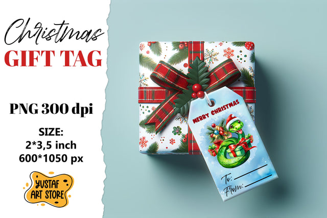 Christmas Gift Tags. Christmas Snake watercolor design Sublimation Yustaf Art Store 