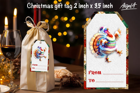 Christmas gift tags, dancing Christmas cute turkey png Sublimation Angelina Semenova 