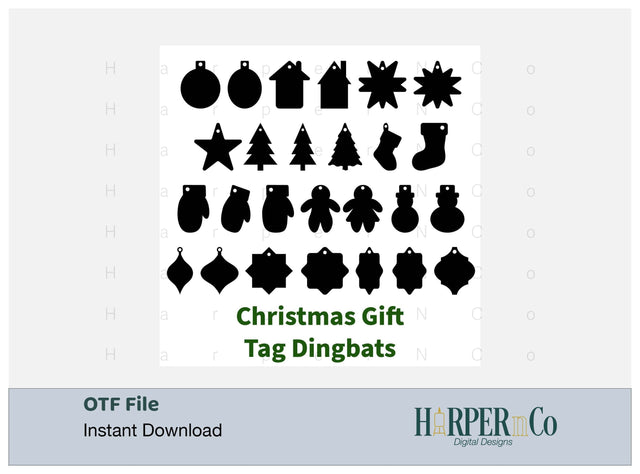 Christmas Gift Tags Dingbats, Craft Font Font HarperNCo 