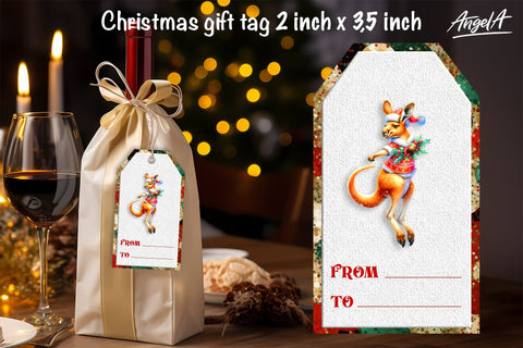 Christmas gift tags, funny Christmas animal kangaroo PNG Sublimation Angelina Semenova 