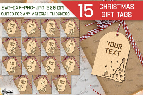 Christmas Gift Tags Laser Cut Bundle. Merry Christmas SVG SVG Evgenyia Guschina 