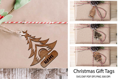 Christmas gift tags laser cut. Gift Tag SVG. Christmas SVG. SVG Samaha Design 