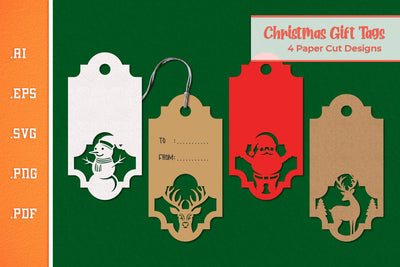 Christmas Gift Tags - Paper Cut SVG 3 SVG Slim Studio 