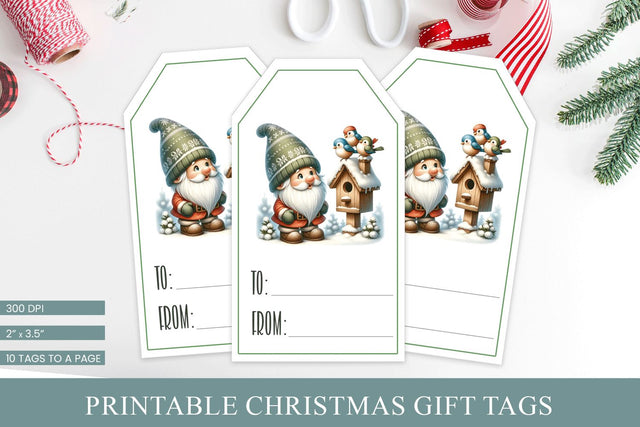 Christmas Gift Tags | Printable Gnome Tags Sublimation BijouBay 