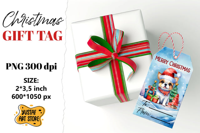 Christmas Gift Tags.Christmas Dog labels watercolor design Sublimation Yustaf Art Store 