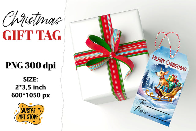 Christmas Gift Tags.Christmas Dog labels watercolor design Sublimation Yustaf Art Store 