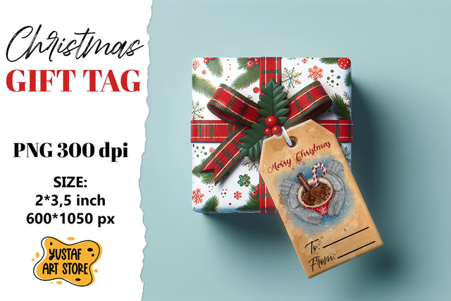 Christmas Gift Tags.Christmas labels watercolor illustration Sublimation Yustaf Art Store 