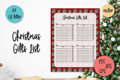 Christmas Gifts List Template | Printable PDF & Vector Sublimation AnnaViolet_store 