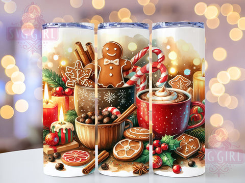 Christmas Gingerbread 20oz Tumbler Wrap Sublimation Design, Straight Tapered Tumbler Wrap, Gingerbread Tumbler Png, Instant Digital Download Sublimation SvggirlplusArt 