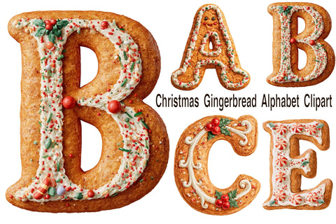 Christmas Gingerbread Alphabet Clipart Sublimation SVGArt 
