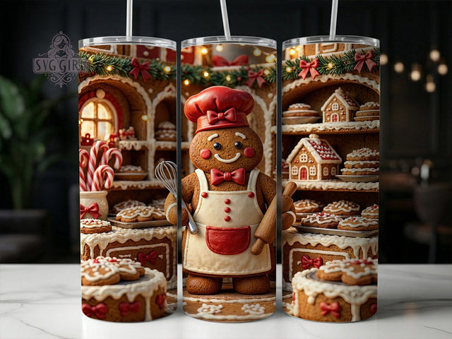 Christmas Gingerbread Baker 20oz Tumbler, Gingerbread Baker, Baker Tumbler PNG, Xmas Bakery Sub, Gingerbread Man, Baking Christmas, Cute Gingerbread, Holiday Baker Wrap Sublimation SvggirlplusArt 