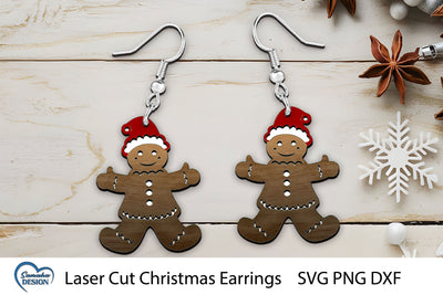 Christmas Gingerbread Earrings Laser Cut SVG Samaha Design 