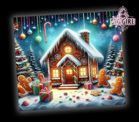 Christmas Gingerbread House 20oz Tumbler Wrap Sublimation Design, Straight Tapered Tumbler Wrap, Gingerbread Tumbler Png, Instant Digital Download Sublimation SvggirlplusArt 