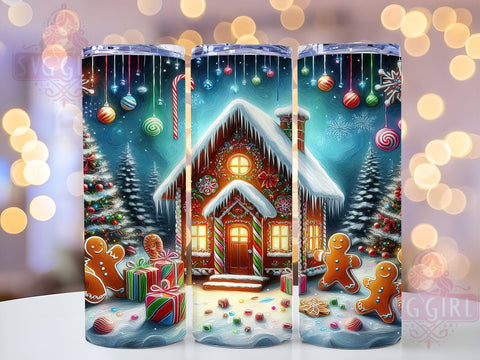 Christmas Gingerbread House 20oz Tumbler Wrap Sublimation Design, Straight Tapered Tumbler Wrap, Gingerbread Tumbler Png, Instant Digital Download Sublimation SvggirlplusArt 