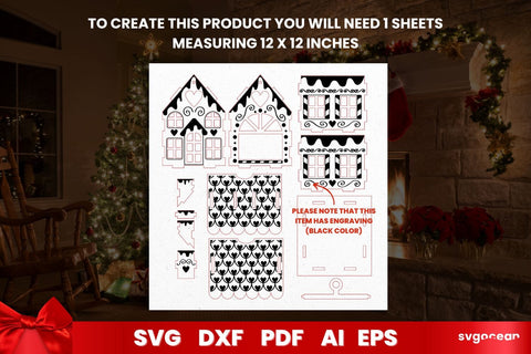 Christmas Gingerbread House Laser Cut SVG SvgOcean 
