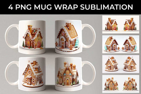 Christmas Gingerbread House PNG Mug Wrap Sublimation Bundle Sublimation Sintegra 