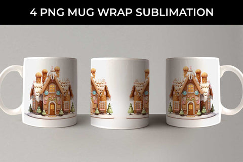 Christmas Gingerbread House PNG Mug Wrap Sublimation Bundle Sublimation Sintegra 