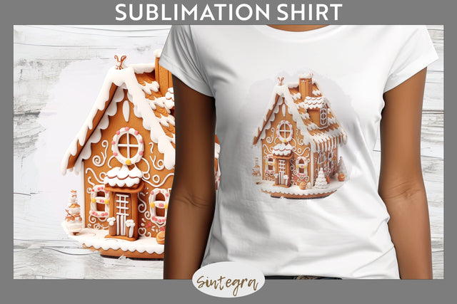 Christmas Gingerbread House PNG T-shirt Sublimation Sublimation Sintegra 