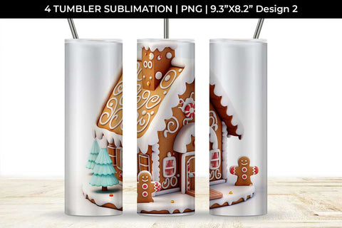 Christmas Gingerbread House Tumbler Sublimation 20 oz Skinny Bundle Sublimation Sintegra 