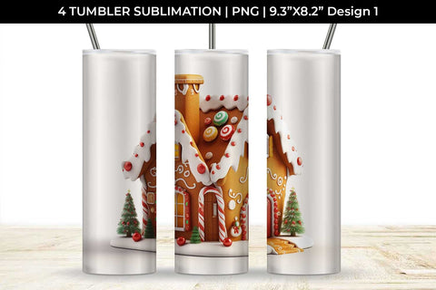Christmas Gingerbread House Tumbler Sublimation 20 oz Skinny Bundle Sublimation Sintegra 