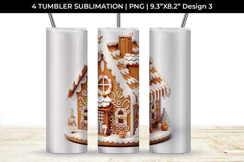 Christmas Gingerbread House Tumbler Sublimation 20 oz Skinny Bundle Sublimation Sintegra 