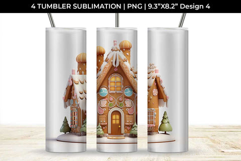 Christmas Gingerbread House Tumbler Sublimation 20 oz Skinny Bundle Sublimation Sintegra 