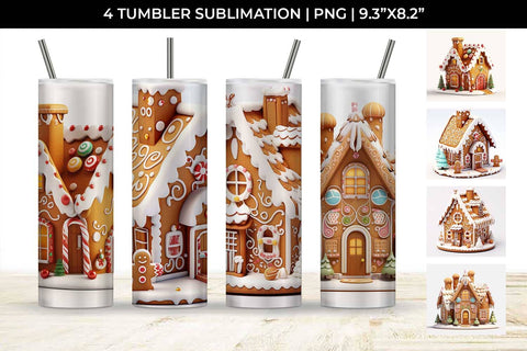 Christmas Gingerbread House Tumbler Sublimation 20 oz Skinny Bundle Sublimation Sintegra 