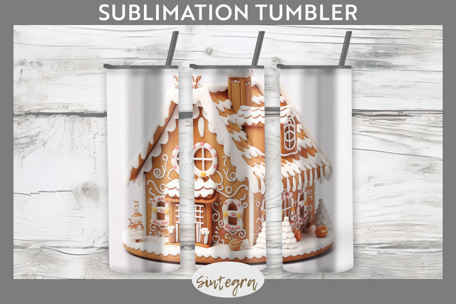Christmas Gingerbread House Tumbler Sublimation 20 oz Skinny Sublimation Sintegra 