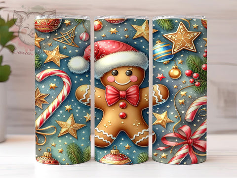 Christmas Gingerbread Man 20 oz Skinny Tumbler Sublimation Design, Straight & Tapered Tumbler Png, Christmas Tumbler Png, Digital Download PNG Sublimation Lara' s Designs 