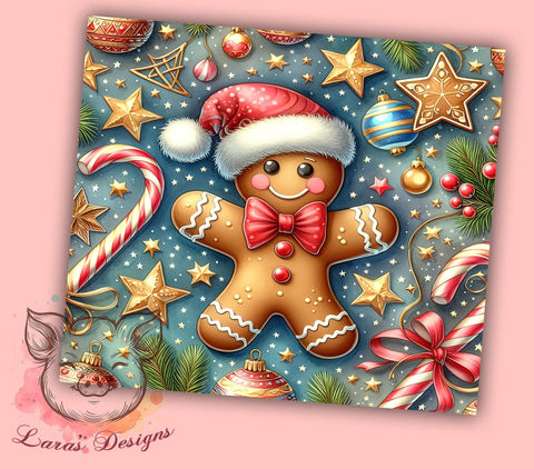 Christmas Gingerbread Man 20 oz Skinny Tumbler Sublimation Design, Straight & Tapered Tumbler Png, Christmas Tumbler Png, Digital Download PNG Sublimation Lara' s Designs 