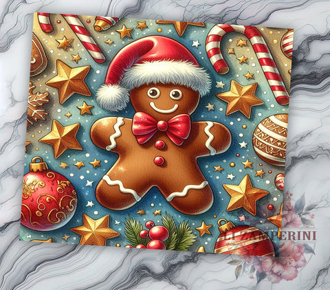 Christmas Gingerbread Man 20oz Tumbler Wrap PNG, Christmas Tumbler PNG Sublimation Design, Straight & Tapered Tumbler Wrap, Instant Digital Download Sublimation Li Zamperini 