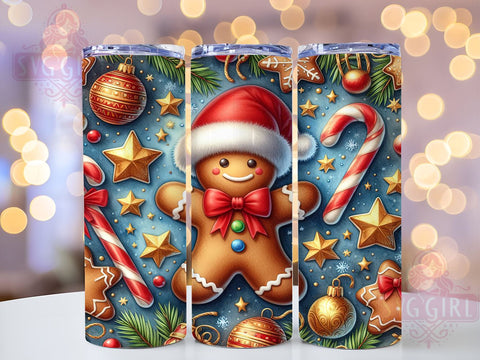 Christmas Gingerbread Man 20oz Tumbler Wrap Sublimation Design, Straight Tapered Tumbler Wrap, Christmas Tumbler Png, Instant Digital Download Sublimation SvggirlplusArt 