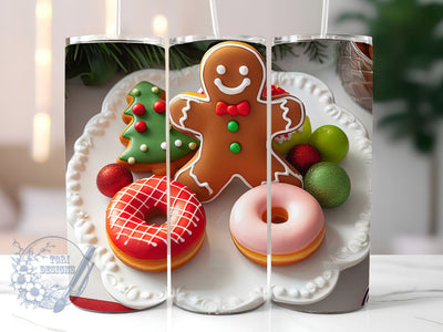 Christmas Gingerbread Man and Donuts 20oz Skinny Tumbler, Sweet Tumbler, Cute Tumbler png, PNG Digital Download Sublimation ToriDesigns 